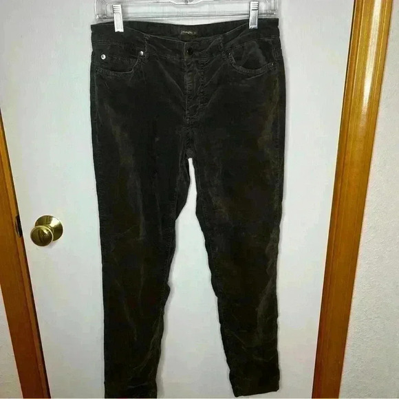 J. McLaughlin Faux Suede Pants Women 6 Brown Stretch Straight Skinny Casual Work - Picture 1 of 6